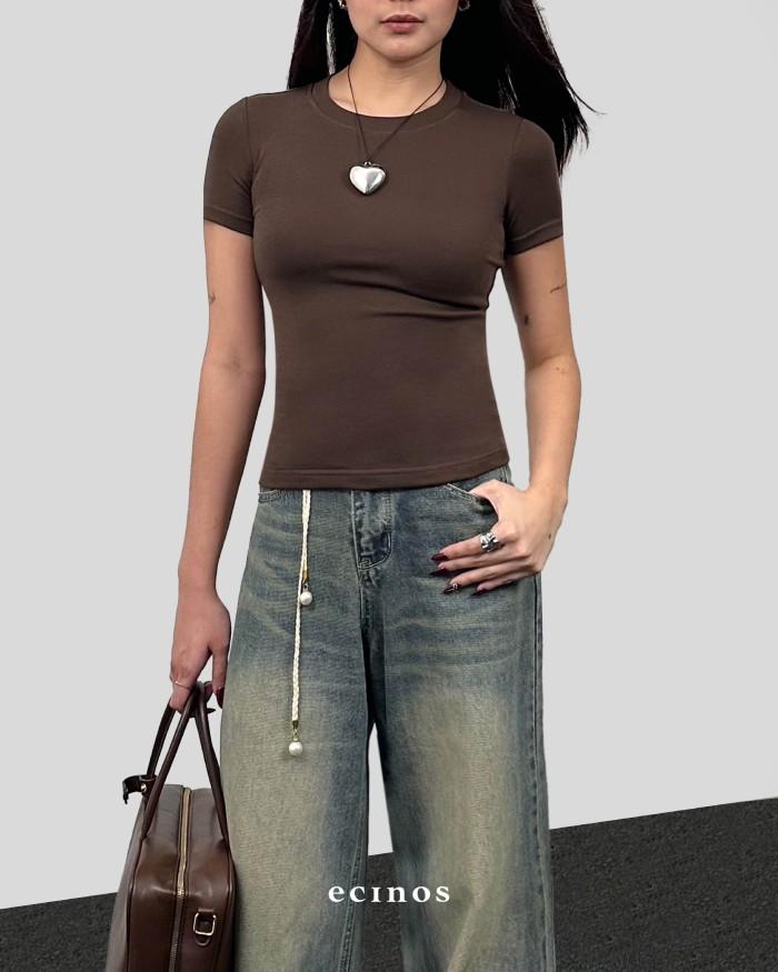 Gambar LUV!! ECINOS - Core Fitted Tencel T-shirt 2.0 (Regular) - Coffee, S dari nisdaau shop undefined Tokopedia