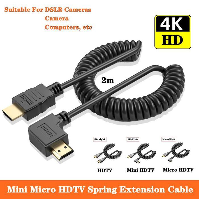Hdmi Compatible Extension Cable Minimicro Hdmi Compatible Adapter Cable  Hdmi Compatible Elbow Spring Cable 4k Hd Cable