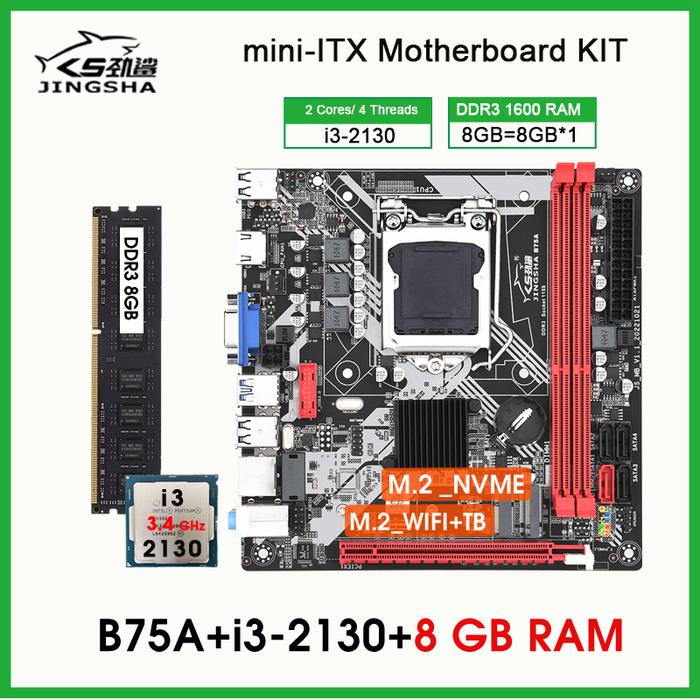 Jual B75 lga1155 motherboard set Intel Core i3 2130 processor - Main Image