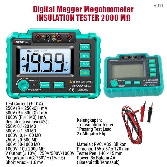 Gambar Alat Ukur Resistansi Isolasi Test Megger Insulation Tester Meger Meter - MH11 MEGGER dari uni_triani undefined Tokopedia