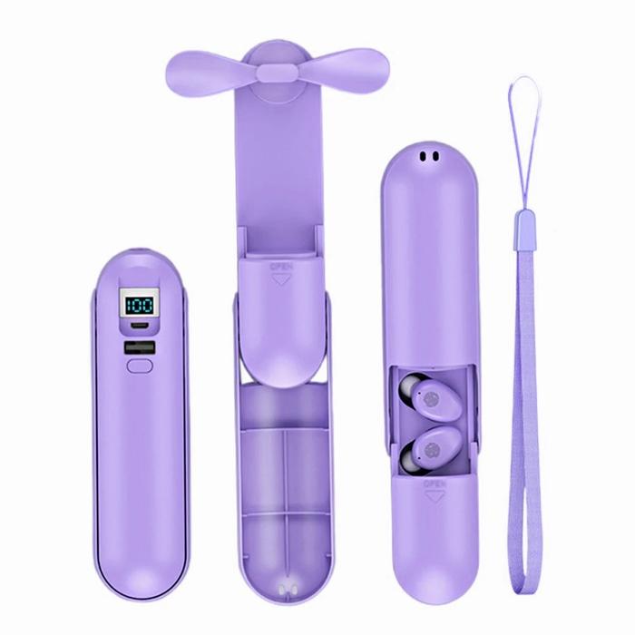 Gambar TWS 4 In 1 T64 Jovitech Bluetooth Earphone, Flashlight,PowerBank 2000Mah Headset LED Kipas-Original - Ungu dari CV PROTEC undefined Tokopedia