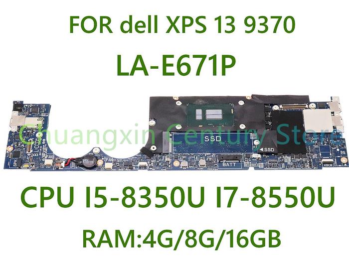 Jual FOR dell XPS 13 9370 laptop motherboard LA-E671P with CPU I5