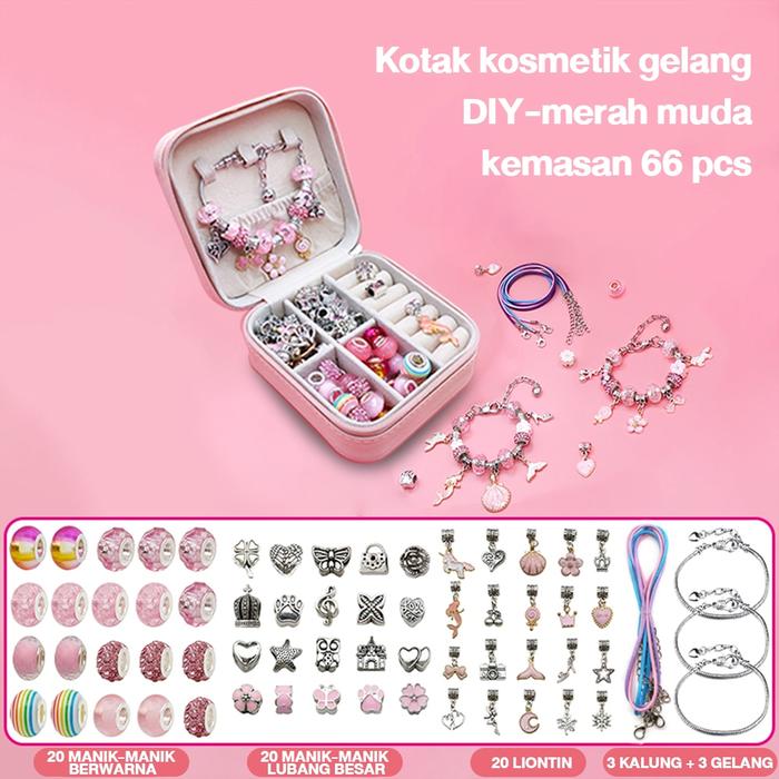 Gambar ( New ) 66PCS DIY Charm Gelang Alfamart Original 1Set Guka Set Masker DIY Anak Perempuan - Pink -Jewelry B dari 4 Logic undefined Tokopedia