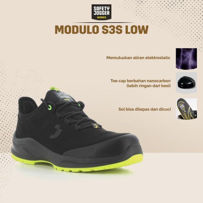 Gambar Sepatu Safety Jogger Modulo S3S Low Black Sepatu Safety Shoes Kerja Proyek Sporty Nano Carbon Toecap Metal Free Anti Paku ESD - 39 - 41 dari Queen-fashionn undefined Tokopedia