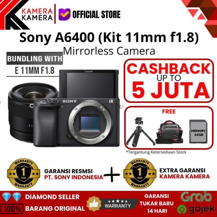 Gambar Sony Alpha a6400 / Sony 6400 Body Only Mirrorless Camera - Resmi Sony - Hitam+11mm F1.8 dari kuycek undefined Tokopedia