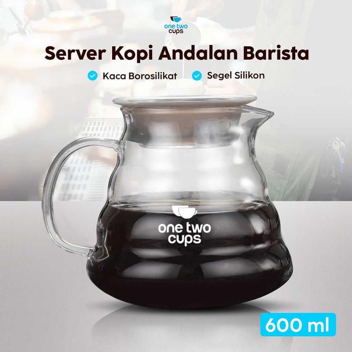 Gambar Teko Kaca teh susu Coffee Server V60 Drip One Two Cups Pour Over Borosilicate Glass - SE101 - 600ml dari ARZINDONESIA undefined Tokopedia
