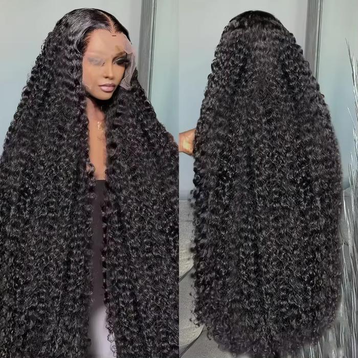 Jual 200% Burmese Curly 30 32 Inch 13X4 HD Transparent Human Hair
