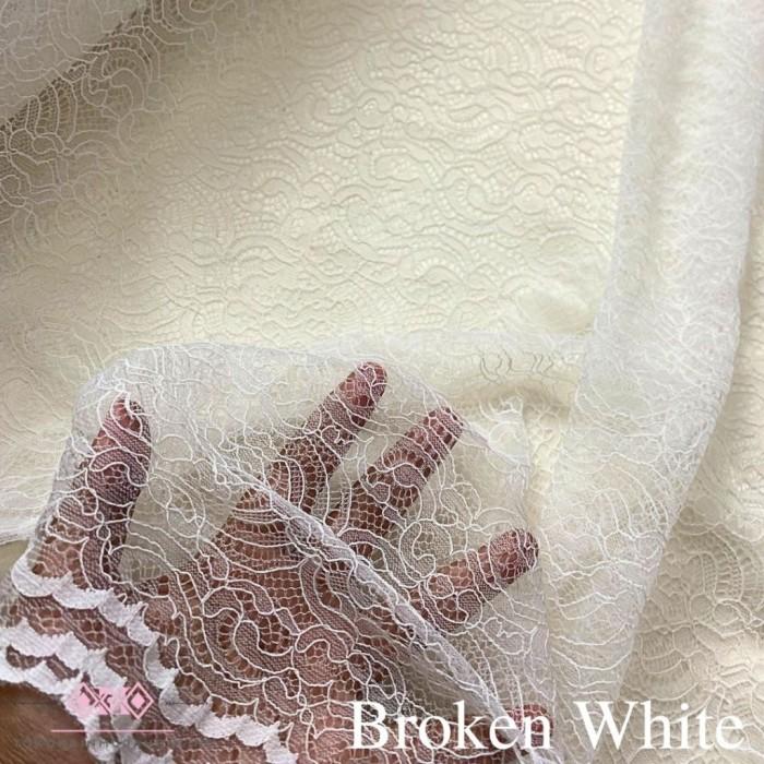 Gambar PROMO Kain Brokat Kebaya Lace Chantilly (Prancis) Cord Original 100% ASLI Chantilly Perancis Super Premium NEW - Broken White dari ADITYA - undefined Tokopedia