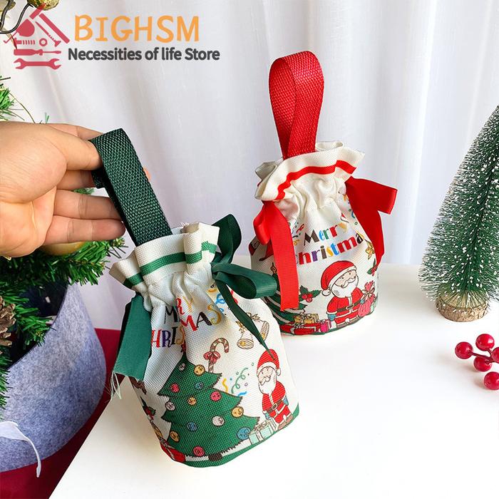 Jual Christmas Bags Cute Cartoon Santa Christmas Trees Canvas Gift