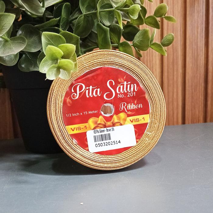 Gambar VIS-1 Sateen Ribbon / Tali Pita Kado Satin Warna 1/2inch SATUAN Murah - Brown 186 dari SUKCESO Official undefined Tokopedia