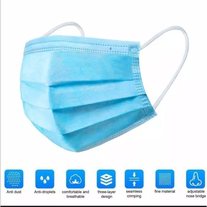 Gambar Masker 3 Ply 3Ply isi 50 disposable Masker 3 Lapis anti virus Earloop - Masker3Plyisi50 dari Lbagstoremall undefined Tokopedia