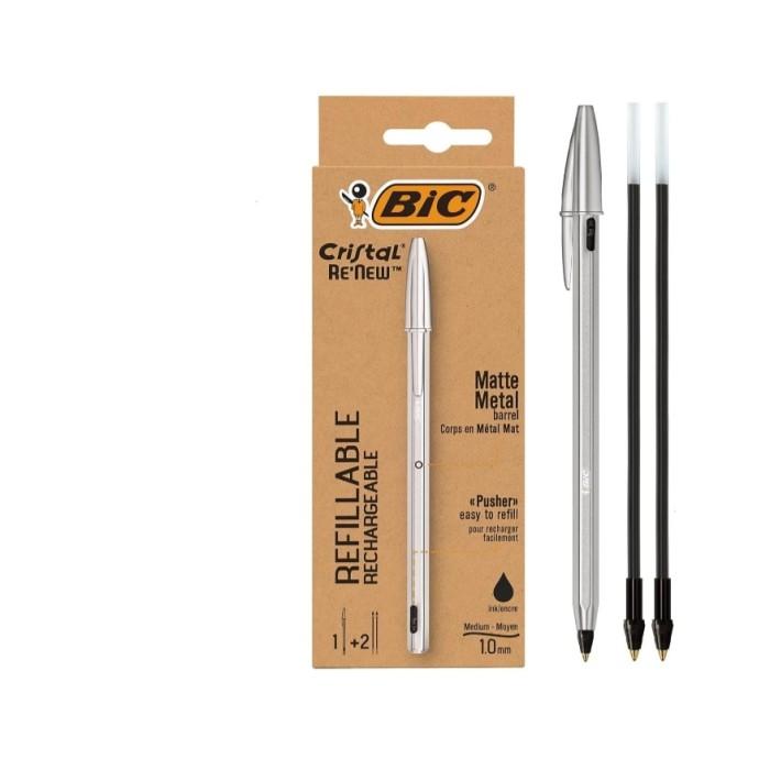 Gambar Bic Cristal ReNew Metal Pen 1.0 Set (Pen+2 Refills) dari SILVIA ATK undefined Tokopedia