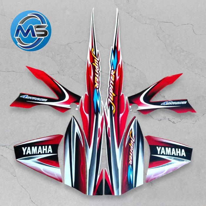 Gambar Stiker Striping Motor Jupiter z 2005 Putih Merah Sticker Lis Body Standar dari agustinunnn undefined Tokopedia