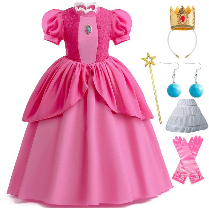 Jual Princess Peach Chiffon Lace Girls Cosplay Dress Baby Kids