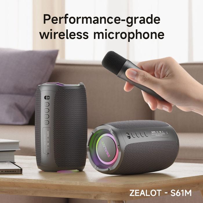 Zealot S61m Wireless Bluetooth Speaker Karaoke Hifi Bass Stereo Support  Micro Sd Card Aux Usb Flash Disk Microphone