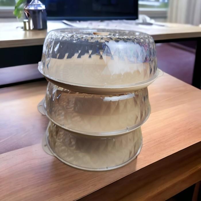 Gambar Tudung Saji 3 Susun kristal Pelindung Wadah Tutup Makanan Piring - Cream dari Autoku undefined Tokopedia