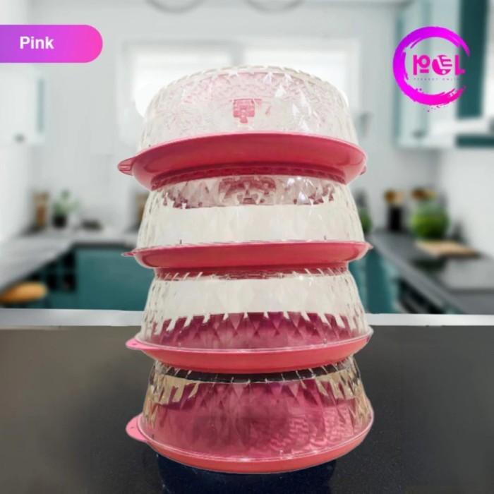 Gambar Tudung Saji 3 Susun kristal Pelindung Wadah Tutup Makanan Piring - 4 susun Pink dari Autoku undefined Tokopedia