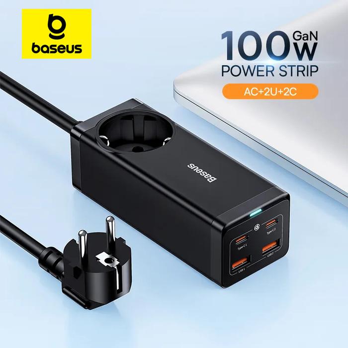 Jual Baseus GaN3 Power Strip EU US Plug With 2USB Type C Portable