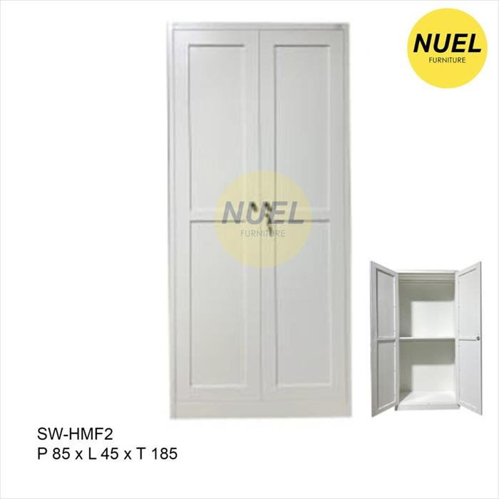 Gambar NUEL Lemari Pakaian Besi Sliding Pintu Geser Polos Putih - 2P Swing, No Bubble dari NuelFurniture undefined Tokopedia