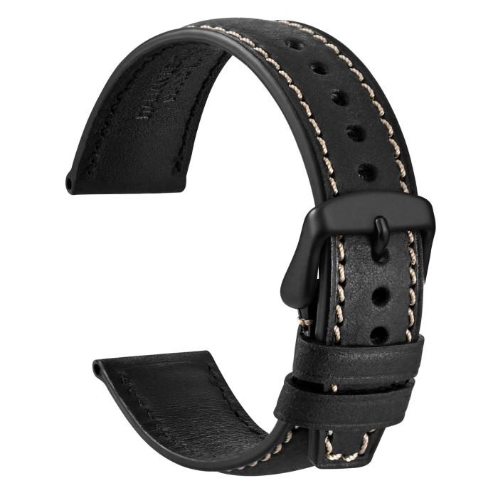 Gambar Aksesoris Jam Tangan WOCCI Italian Leather Watch Straps 18mm 20mm 22mm Luxurious Vintage Watchbands  Black Brown Replacement Bracelet for Men - Black-Black Buckle, 22mm dari ENWIN undefined Tokopedia