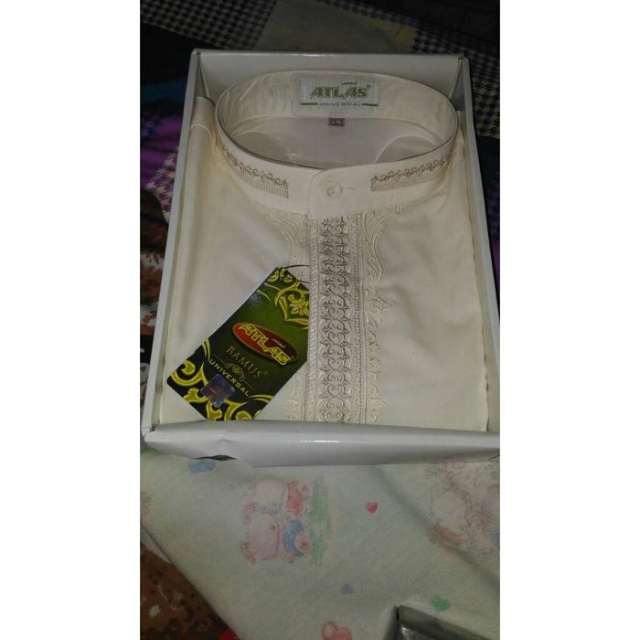 Gambar (Langsung Diproses) Baru Baju Koko Pria Bamus Atlas Putih Lengan Panjang Kancing Pria Dewasa Fashion Muslim Atasan Sholat Original | Grab/Gosend dari KremlinShop22 undefined Tokopedia