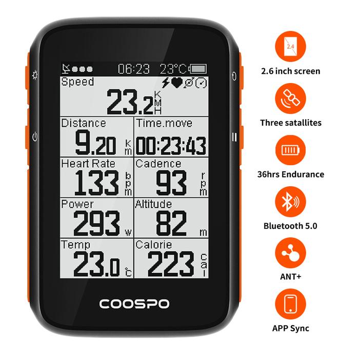 Coospo Bc200 Wireless Bicycle Computer Gps Bike Speedometer Cycling  Odometer 26in Bluetooth50 Ant App Sync Slope Altitude
