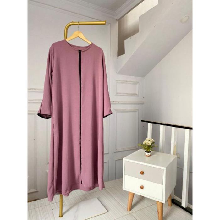Gambar Dress Gamis Polos Strip Maryam - Ungu dari Sam Rant Shop undefined Tokopedia
