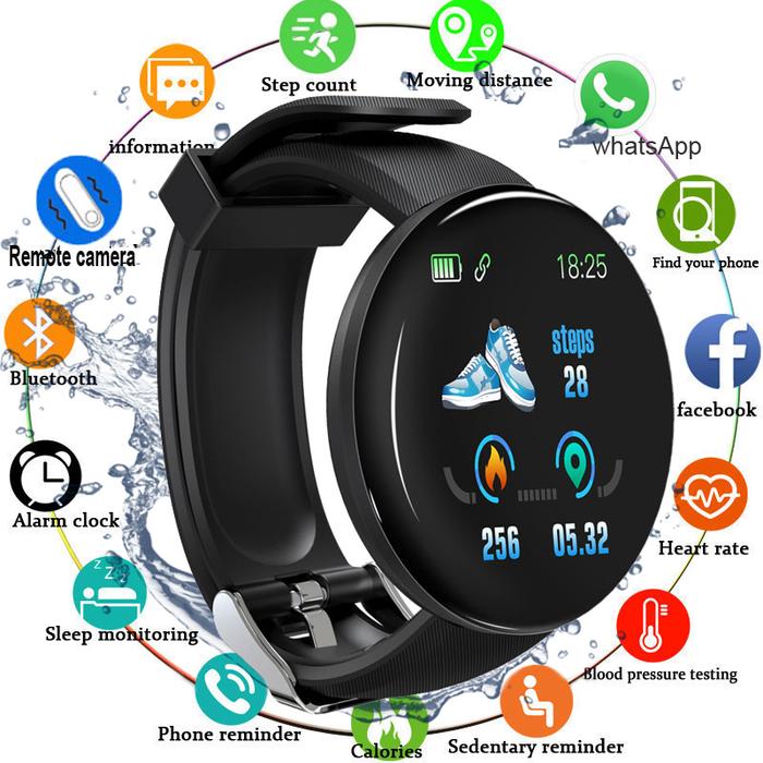 Jual D18 Smart Watch Men Women Smartwatch Blood Pressure
