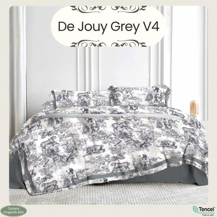 Gambar Sprei Saja Size 180x200 Tinggi 40cm Sutera Tencel Organik 60s King Size Sarung Bantal Guling - De Jouy V4 Grey, 180x200x40 dari DZAKIYAHTALITA undefined Tokopedia