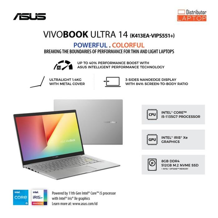 Murah Asus Vivobook Ultra 14 K413ea I5-1135g7 Ram 8gb 512gb Ssd 14 Fhd Ohs  Keren