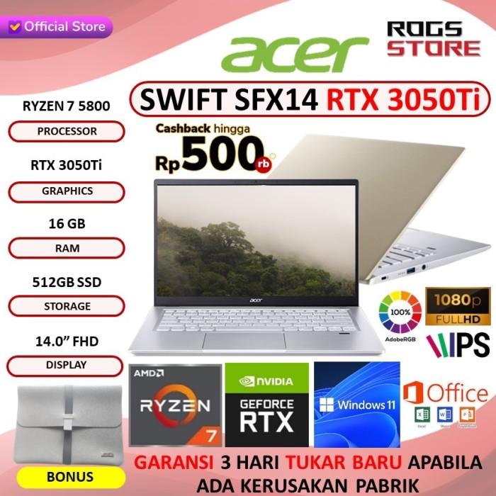 Jual Murah ACER SWIFT X SFX14 RYZEN 5800 16GB 512SSD RTX3050TI