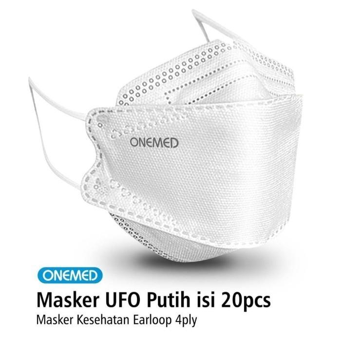 Gambar Masker UFO OneMed 4PLY Isi 20 Medis Earloop Karet Telinga Face Mask - Putih dari Alkes Medis Surabaya undefined Tokopedia