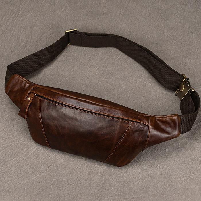 Jual Men's Leather Chest Bags Crossbody Shoulder Bag For Man Male