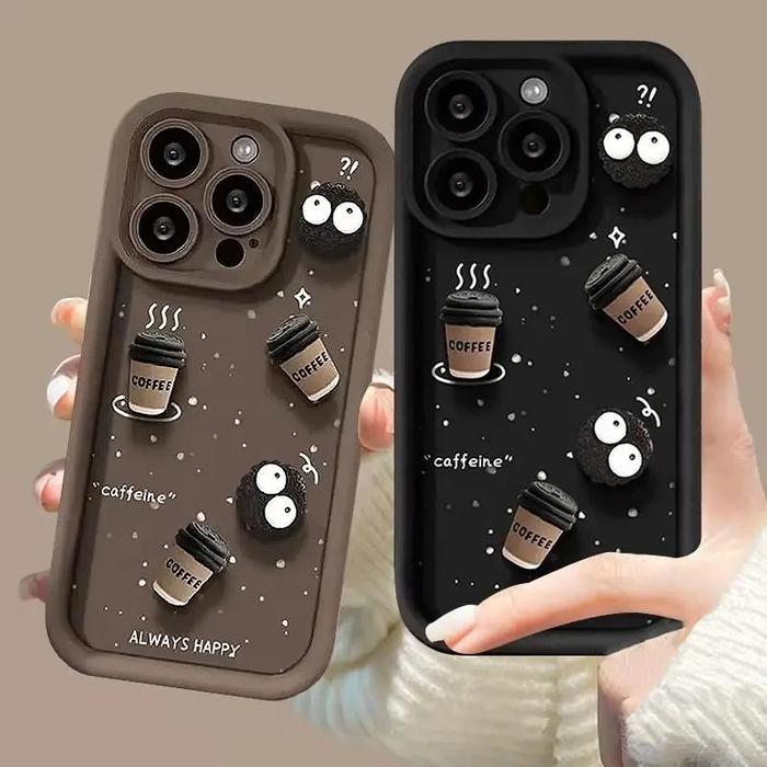 Jual INS 3D Cute Coffee Coal Ball Cartoon Silicone Phone Cases For