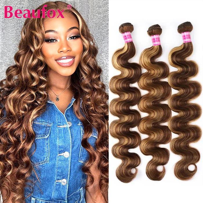 Jual Beaufox Body Wave Human Hair Bundles Brazilian Highlight