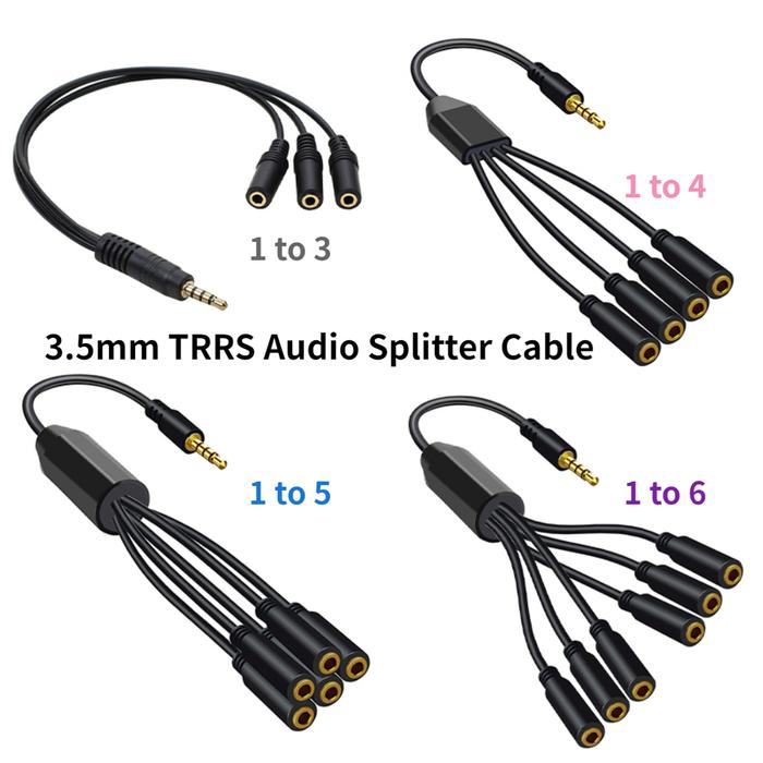 Nku 35mm Trrs 18 Male To 3456 Ports 35mm Female Jack Aux Cable Earphone Mic Audio Adapter For Phone Headset Splitter Cable