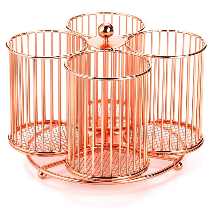 Gambar AEE4-Rotating Utensil Holder 4 Compartment Metal Rotating Pen Holder Kitchen Countertop Flatware Cutlery Organizer For Spoons dari CV Tiam Berkah undefined Tokopedia