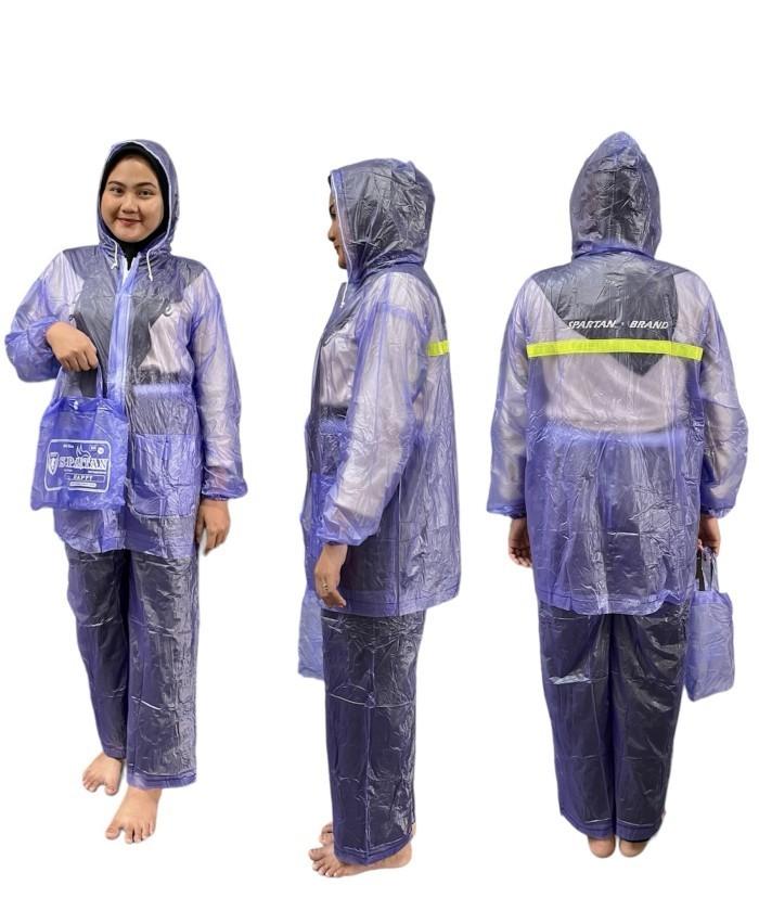 Gambar Setelan Jas Hujan Jaket Celana Spartan Happy PVC Enteng Lentur Waterproof Transparant All Size Dewasa Pria Wanita Jas Ujan Camping APD Event Outdoor Raincoat Tebal 0.07mm Dengan Tas Bagasi Motor Ceria 935 Karet - Biru Muda dari Autoku undefined Tokopedia