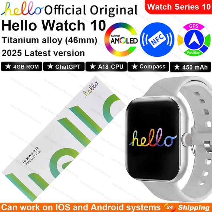Gambar 2025 New Hello Watch 10 Smartwatch 46mm AMOLED 4G ROM GPS GPT NFC Compass Bluetooth Call Clock Smart Watch Men Women PK 3 4 Plus dari diaskolommesjid undefined Tokopedia
