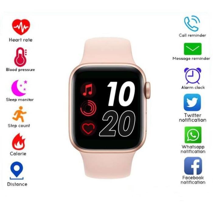 Kliktech- T500 Smart Watch Ip67 Anti Air Dengan Monitor Detak Jantung Pink