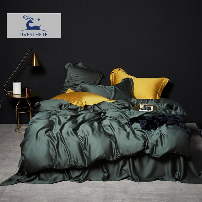 Jual Liv-Esthete Dark Green 100% Silk Bedding Set Healthy Pure