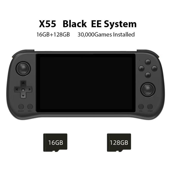 Gambar POWKIDDY X55 Retro Handheld Game Console 5.5Inch Screen 16GB 128GB - Black dari Experimart undefined Tokopedia