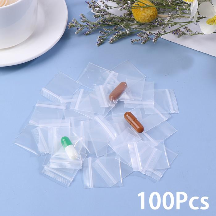 Jual 100PCS PE Plastic Packaging Bags Zip Lock Bag Pill Packaging