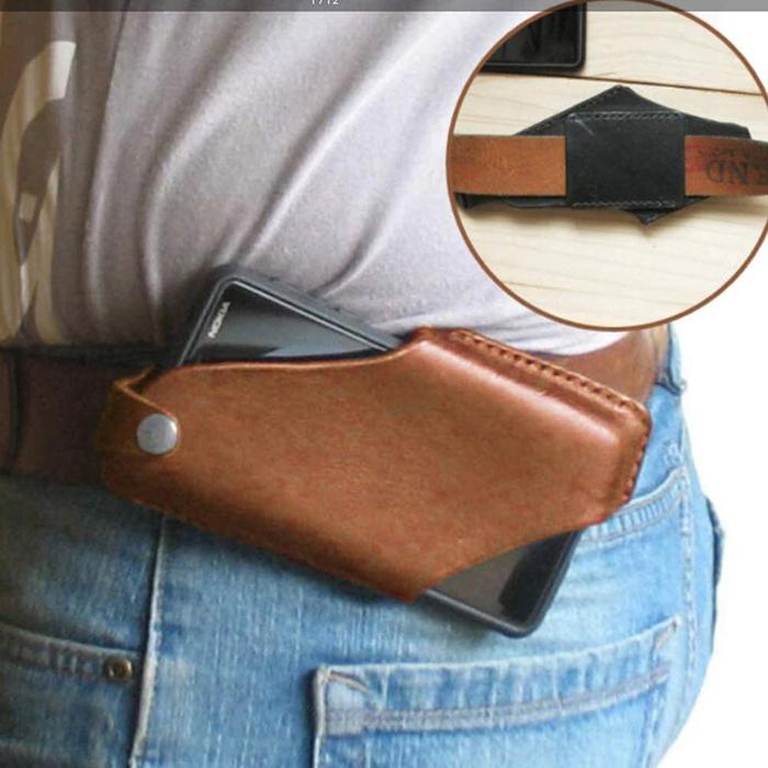 Jual Leather Men Phone Case Pouch Belt Waist Bag for iPhone
