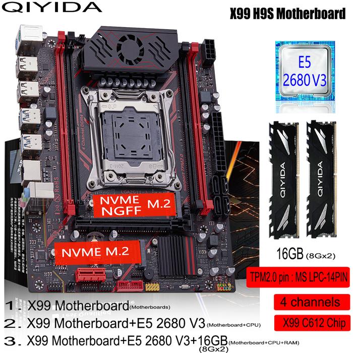 Jual Qiyida X99 motherboard set channels LGA2011 Xeon E5