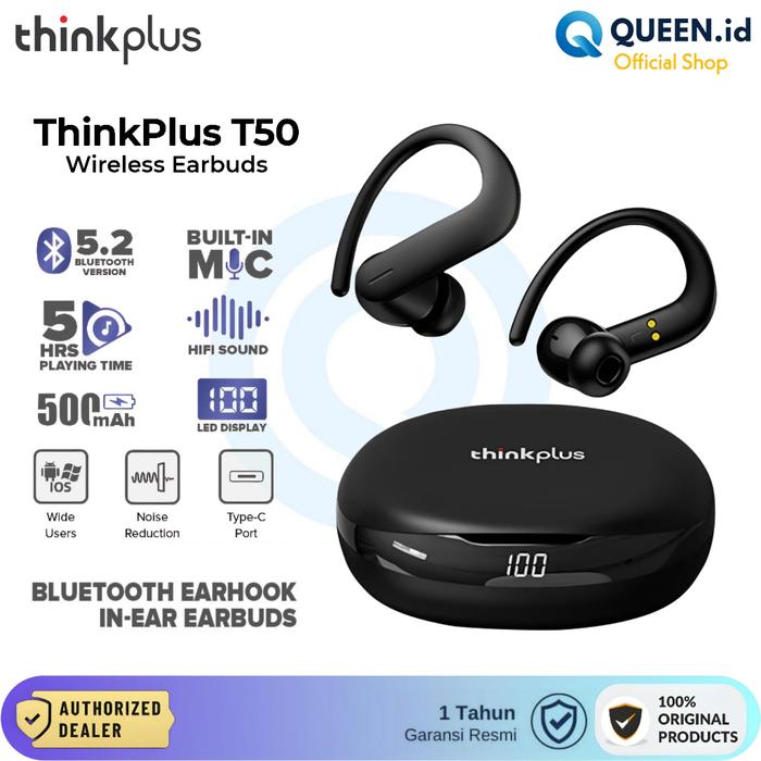 Lenovo Thinkplus T50 Tws True Wireless Bluetooth 52 Headset Earphone