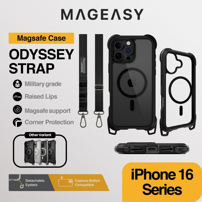 Gambar Lanyard Case iPhone 16 Pro Max / 16 Pro / 16 Plus / 16 MagEasy Odyssey Strap Magsafe Casing Cover Gantungan - Leather Black, 16 dari SwitchEasy Official undefined Tokopedia
