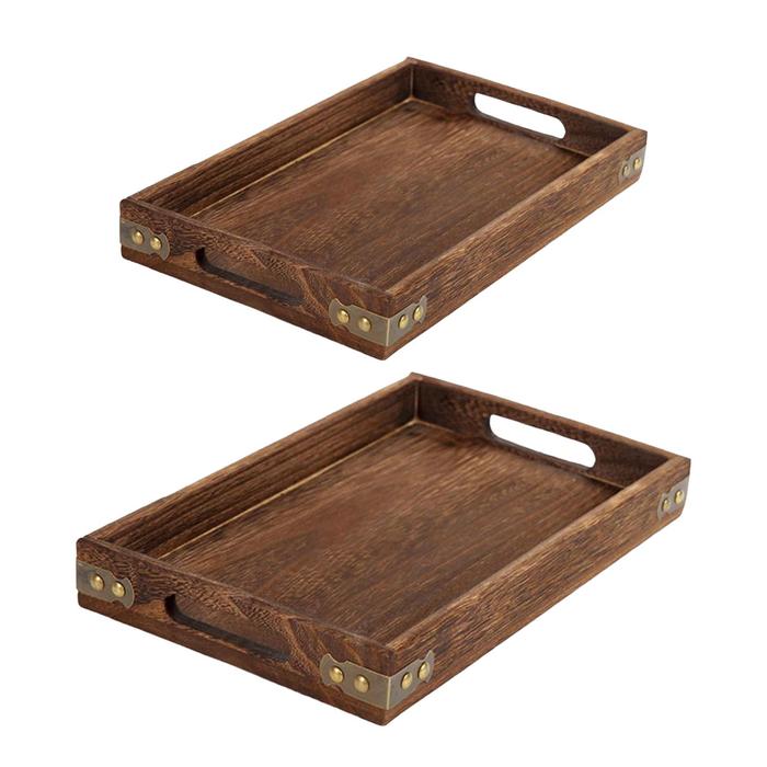 Wood Serving Tray Platter Sturdy Food Trays Practical For Living Room  Bathroom Or Desk Drawer Rustic Rectangular