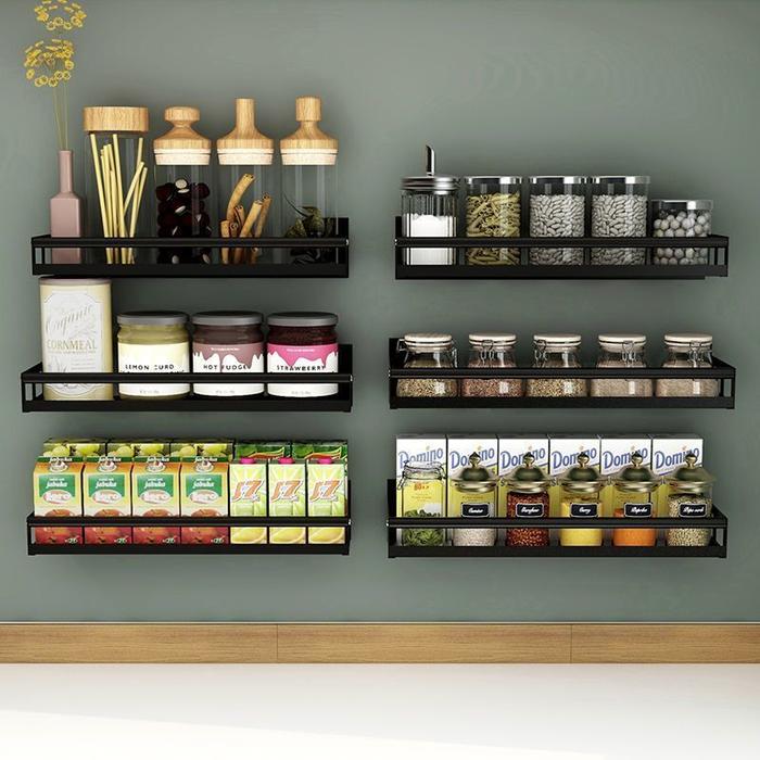 Jual Kitchen Spice Rack Stainless Steel Wall-Mounted Storage