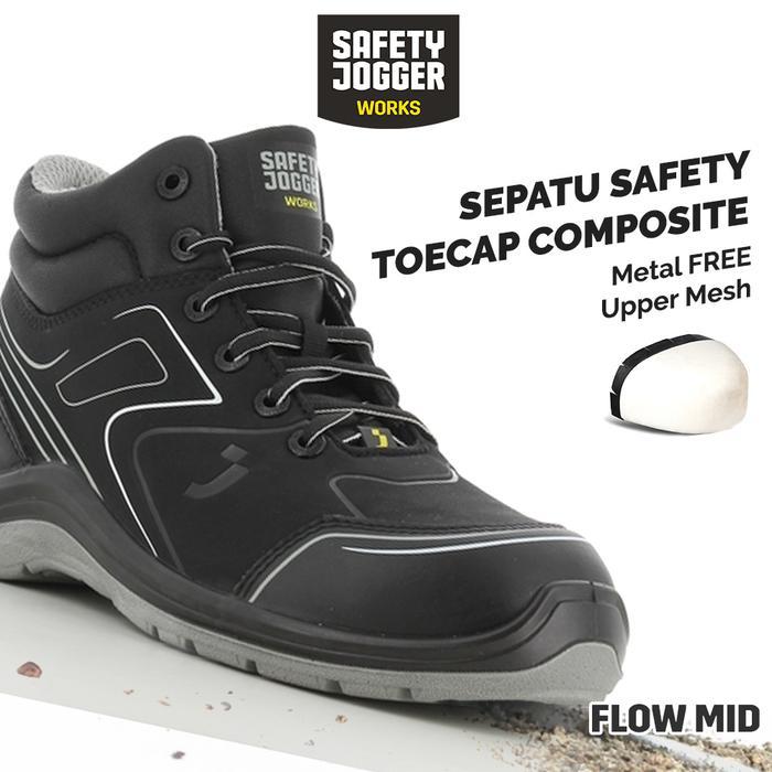Gambar [FREE SARUNG TANGAN] Sepatu Safety Jogger FLOW S3 MID S3 / Sepatu Proyek Black Grey - 38 - 39 dari Chki Store undefined Tokopedia